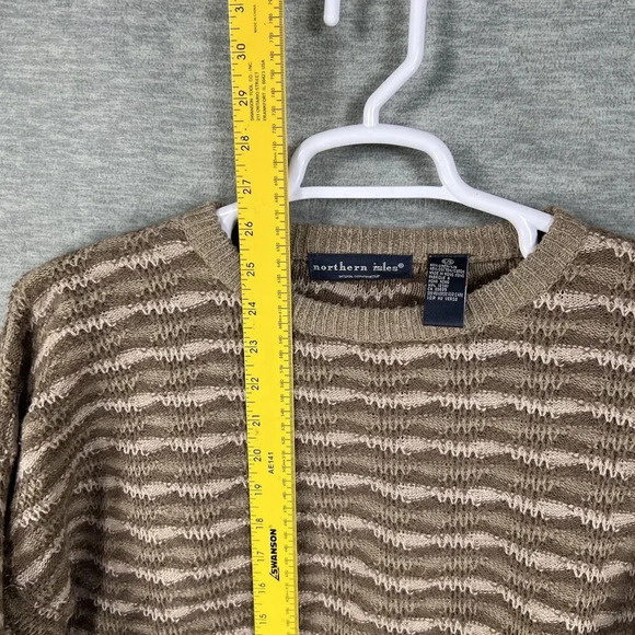 VTG Northern Isles Mens L Crewneck Sweater Ribbed Cuffs Hem Timeless Linen Blend - Picture 12 of 16